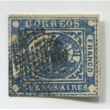 ARGENTINA 1858 GJ 05 BARQUITO ESTAMPILLA USADA HERMOSO EJEMPLAR DE 4 MARGENES U$ 165